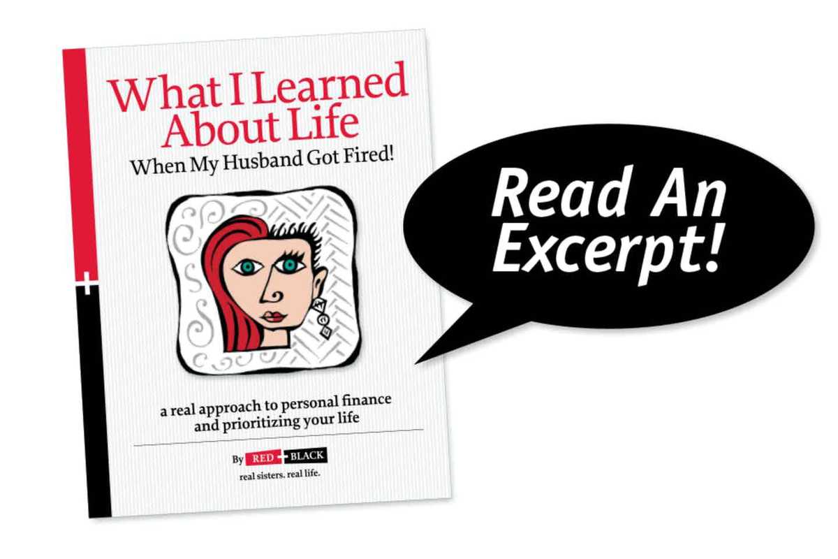 Book cover of Red & Black’s bestseller “What I Learned About Life When My Husband Got Fired!” indicating “Read An Excerpt”